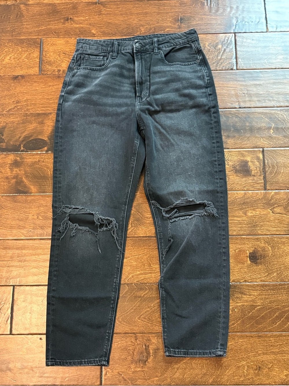 AE High Rise Distressed Mom Jeans